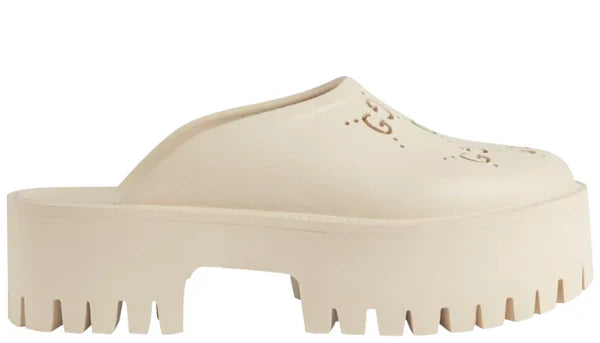 Gucci Wmns Platform Perforated G Sandal 'White Rubber'