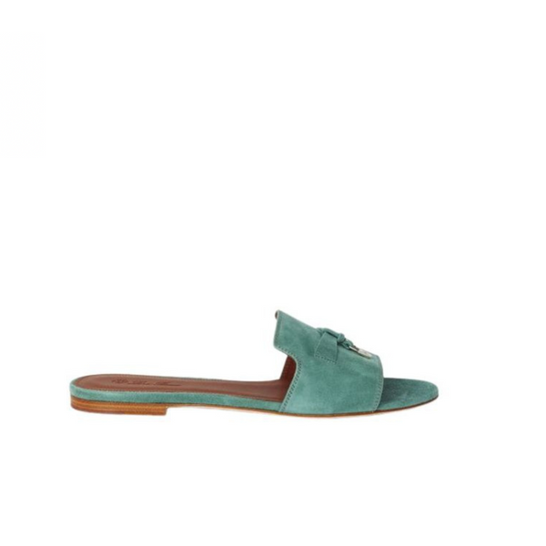 Loro Piana Charms Sandal Suede Goatskin Sap Green